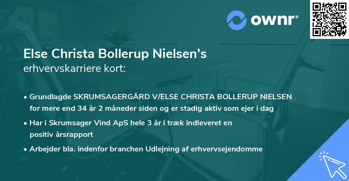 Else Christa Bollerup Nielsen's erhvervskarriere kort