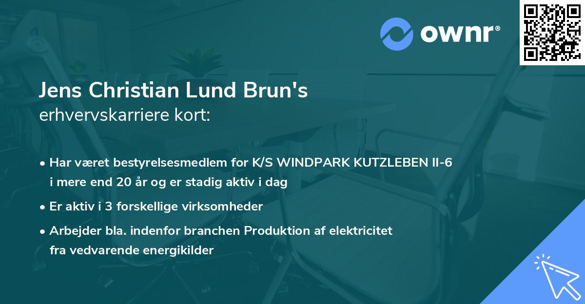 Jens Christian Lund Brun's erhvervskarriere kort