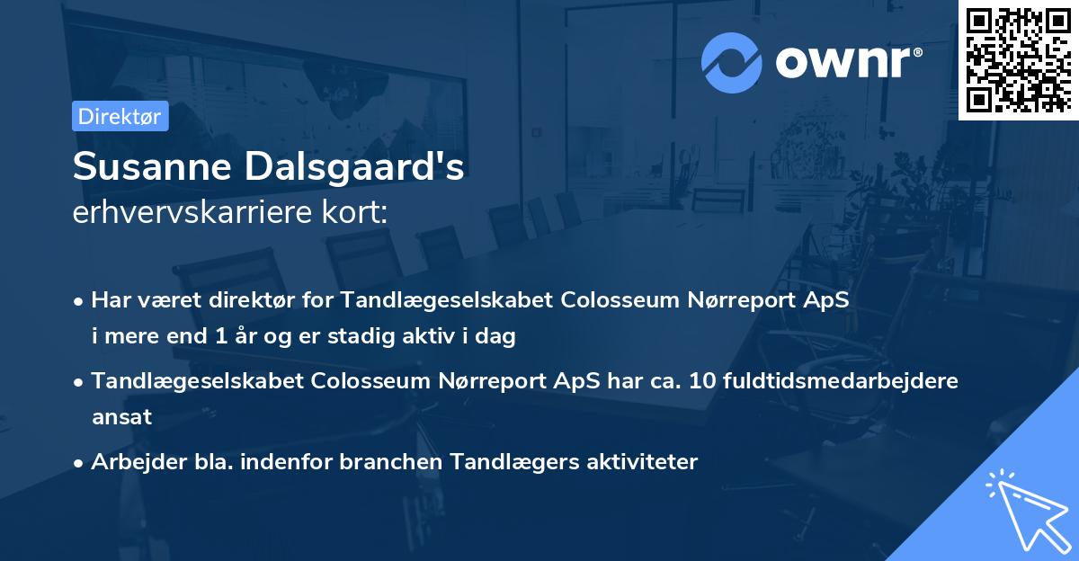 Susanne Dalsgaard's erhvervskarriere kort