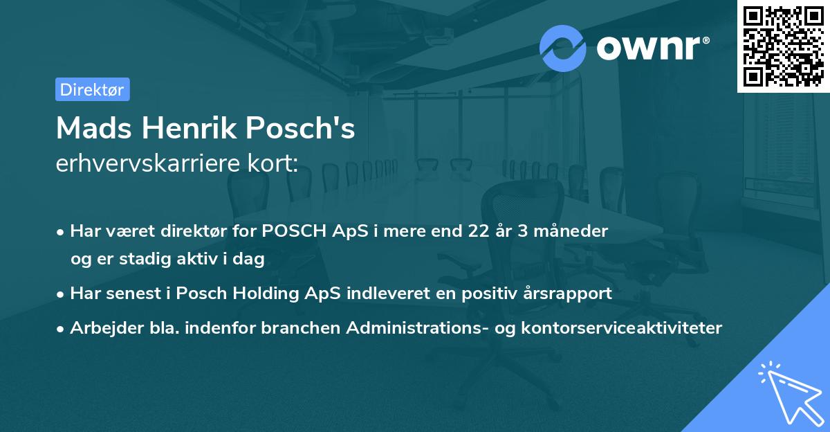 Mads Henrik Posch's erhvervskarriere kort