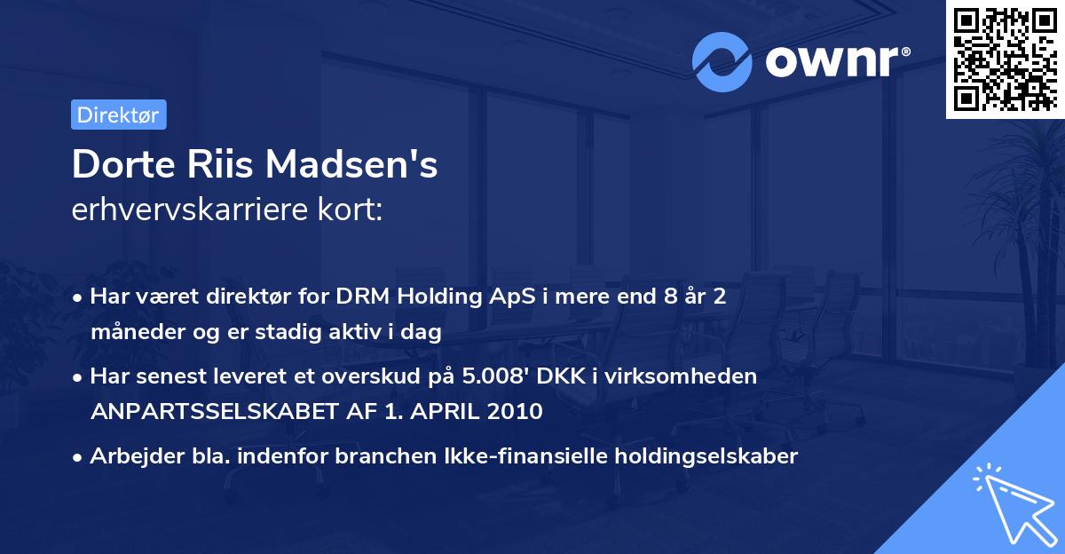 Dorte Riis Madsen's erhvervskarriere kort