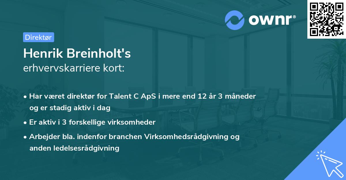 Henrik Breinholt's erhvervskarriere kort