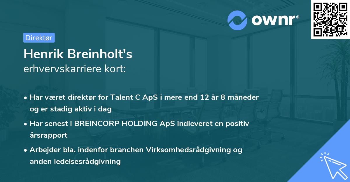 Henrik Breinholt's erhvervskarriere kort