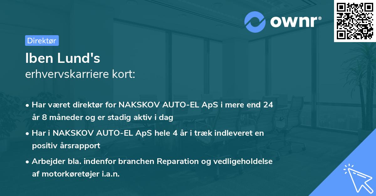 Iben Lund's erhvervskarriere kort