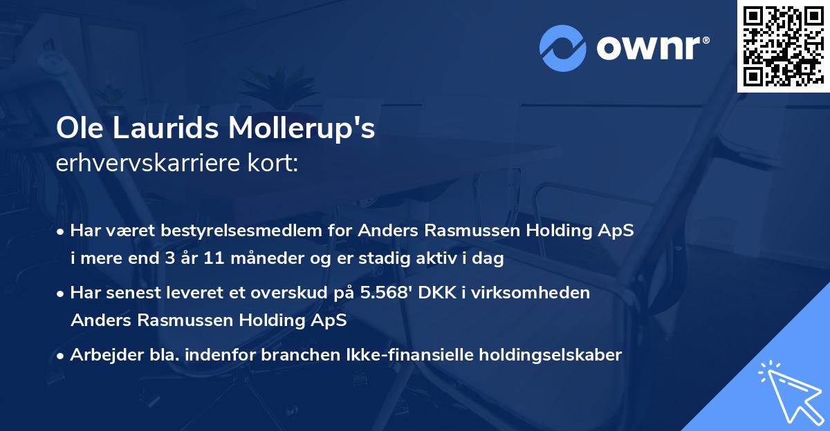 Ole Laurids Mollerup's erhvervskarriere kort