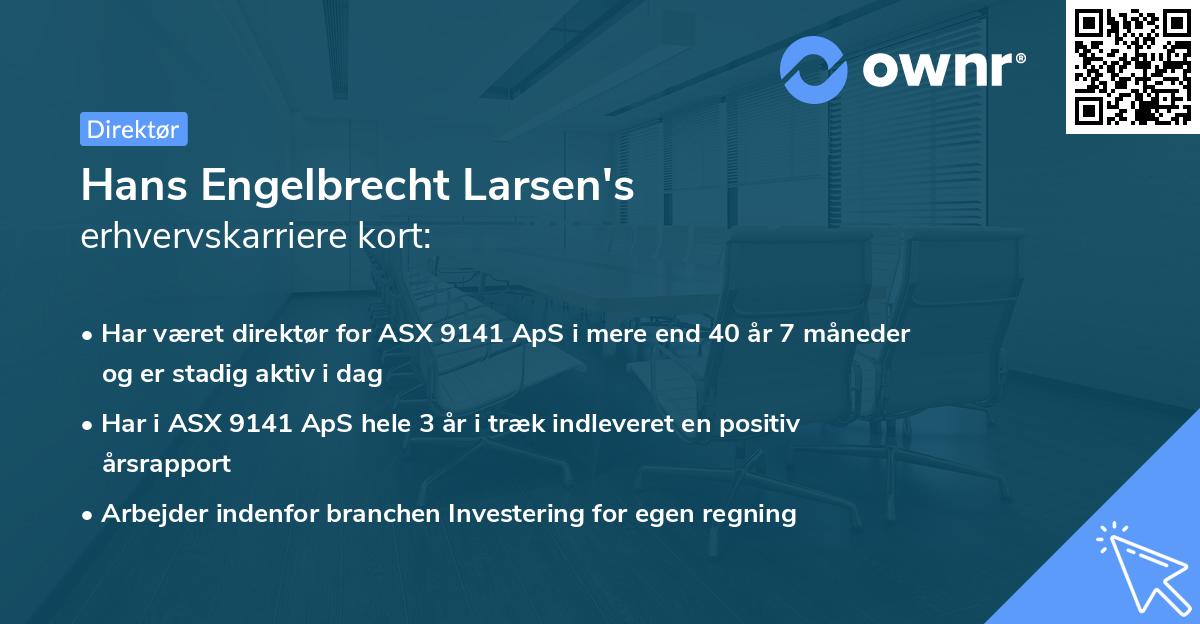 Hans Engelbrecht Larsen's erhvervskarriere kort