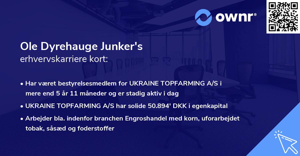 Ole Dyrehauge Junker's erhvervskarriere kort