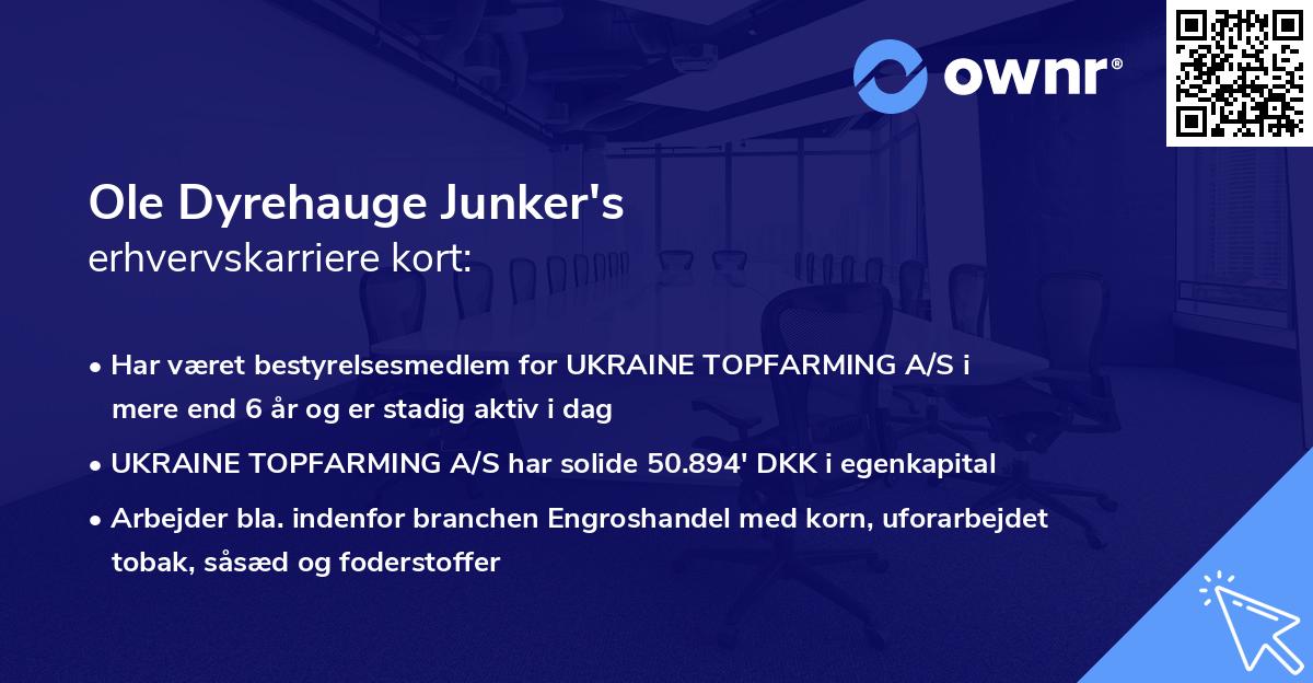 Ole Dyrehauge Junker's erhvervskarriere kort