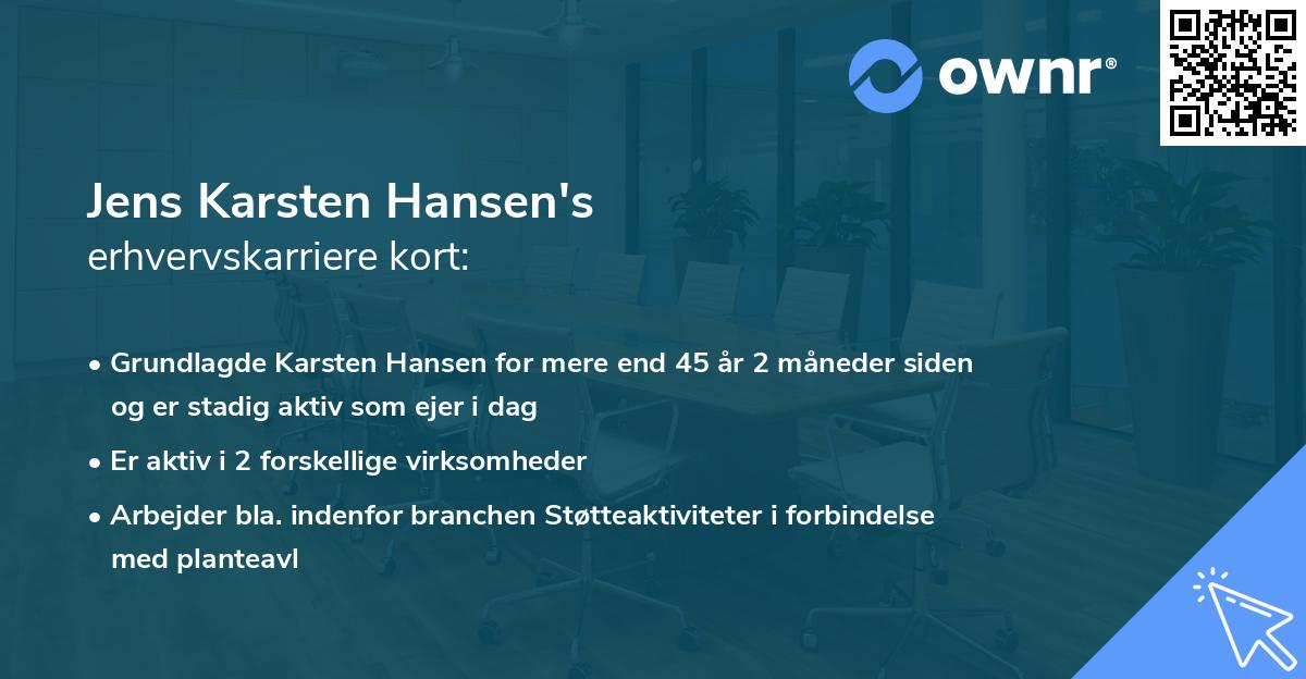 Jens Karsten Hansen's erhvervskarriere kort