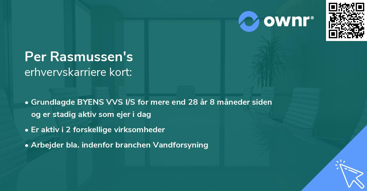 Per Rasmussen's erhvervskarriere kort