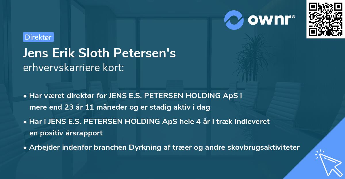Jens Erik Sloth Petersen's erhvervskarriere kort
