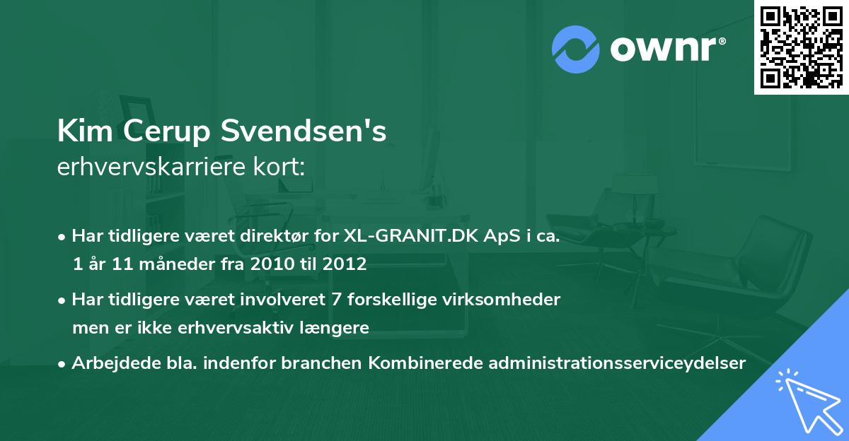 Kim Cerup Svendsen's erhvervskarriere kort