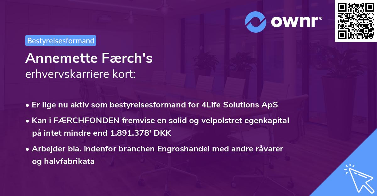 Annemette Færch's erhvervskarriere kort