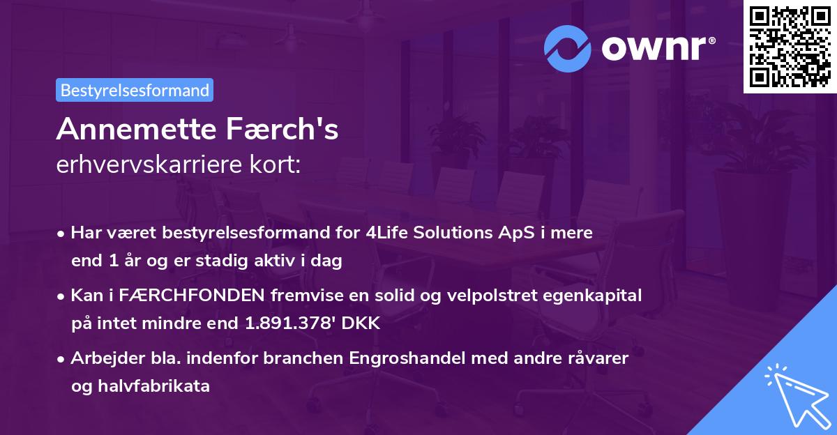 Annemette Færch's erhvervskarriere kort