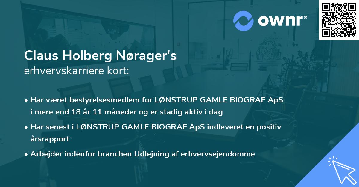 Claus Holberg Nørager's erhvervskarriere kort