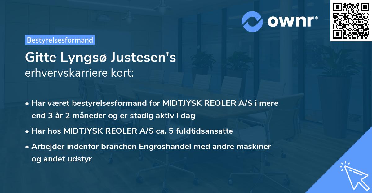 Gitte Lyngsø Justesen's erhvervskarriere kort