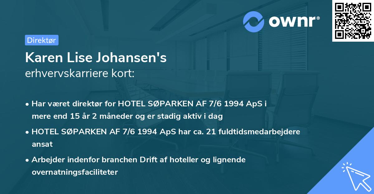 Karen Lise Johansen's erhvervskarriere kort