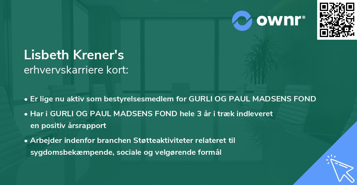Lisbeth Krener's erhvervskarriere kort