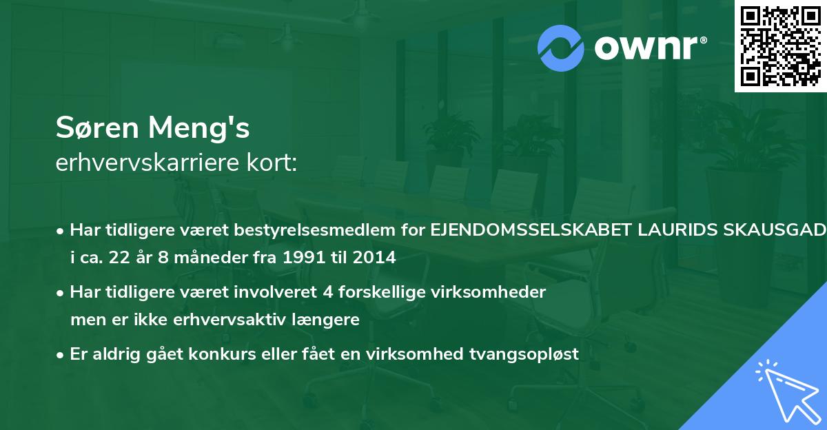 Søren Meng's erhvervskarriere kort
