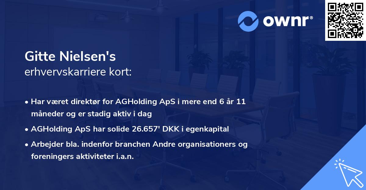 Gitte Nielsen's erhvervskarriere kort