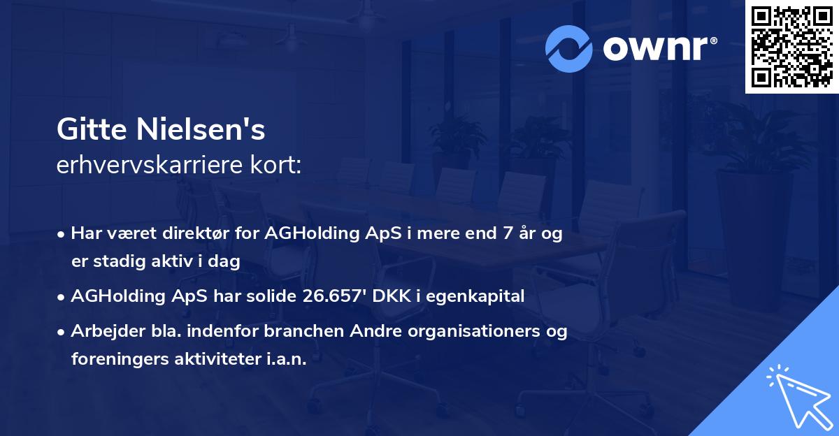 Gitte Nielsen's erhvervskarriere kort