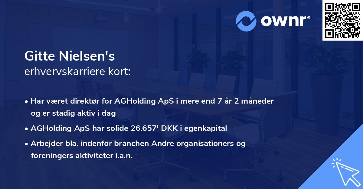 Gitte Nielsen's erhvervskarriere kort