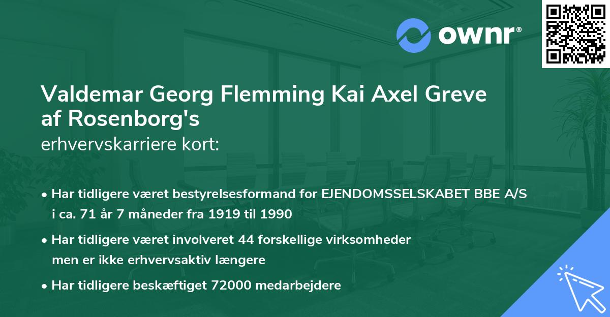 Valdemar Georg Flemming Kai Axel Greve af Rosenborg's erhvervskarriere kort