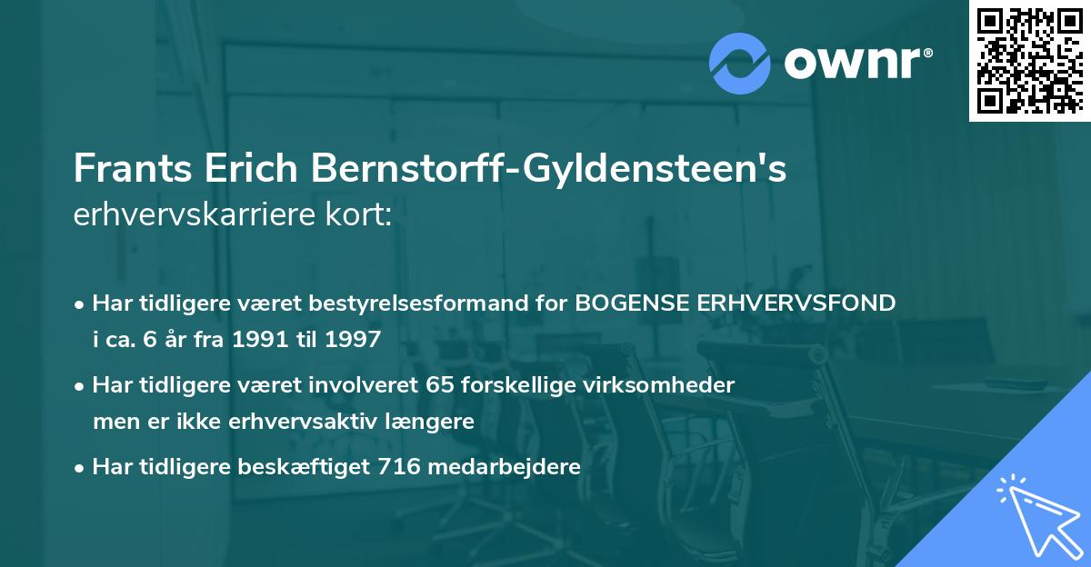 Frants Erich Bernstorff-Gyldensteen's erhvervskarriere kort