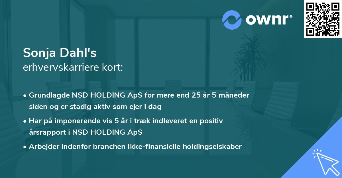 Sonja Dahl's erhvervskarriere kort