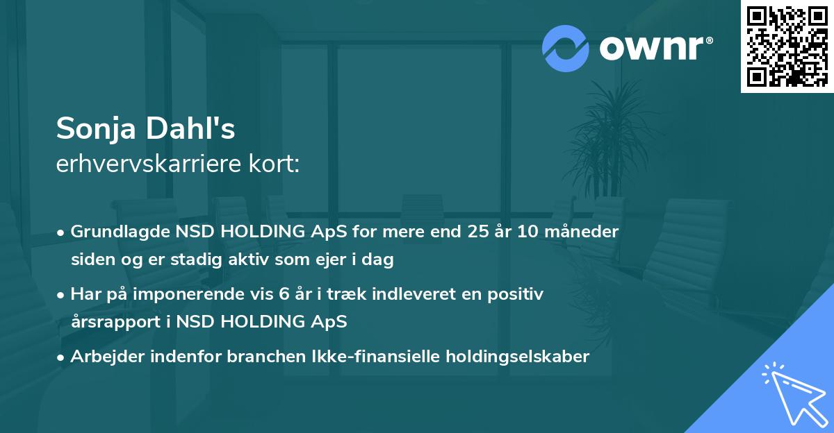Sonja Dahl's erhvervskarriere kort