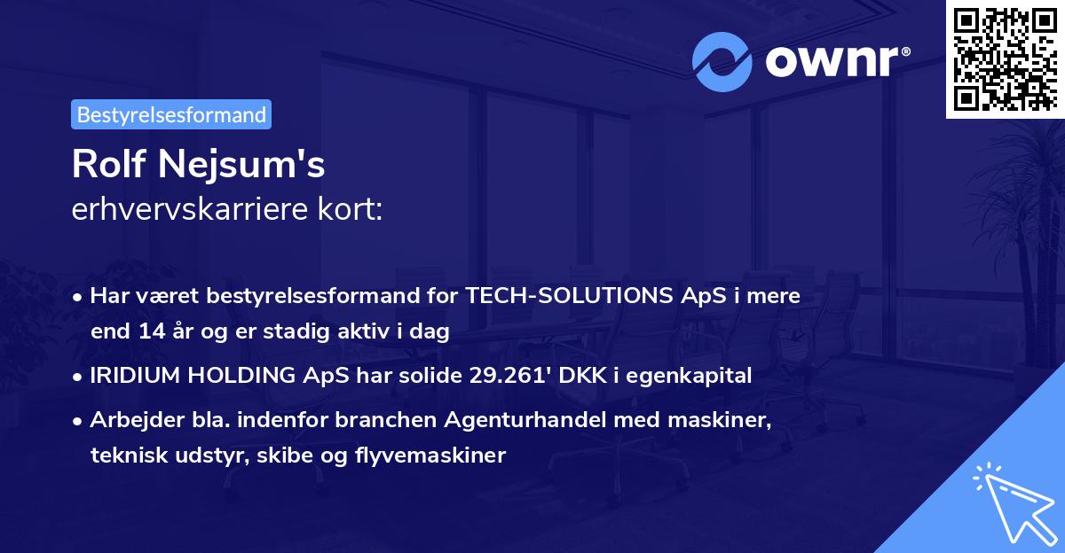 Rolf Nejsum's erhvervskarriere kort