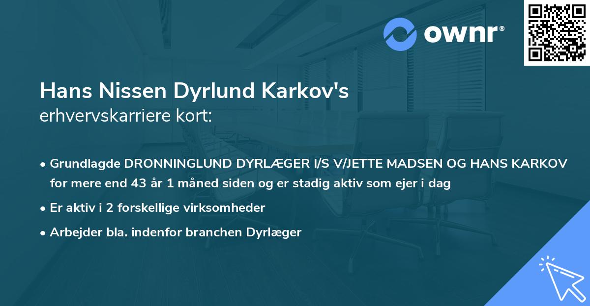 Hans Nissen Dyrlund Karkov's erhvervskarriere kort