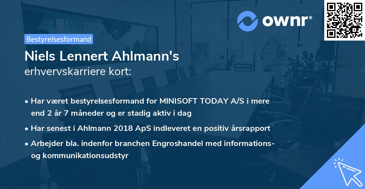 Niels Lennert Ahlmann's erhvervskarriere kort