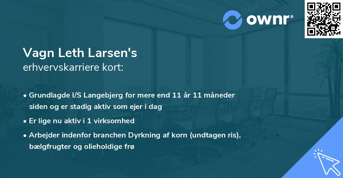 Vagn Leth Larsen's erhvervskarriere kort