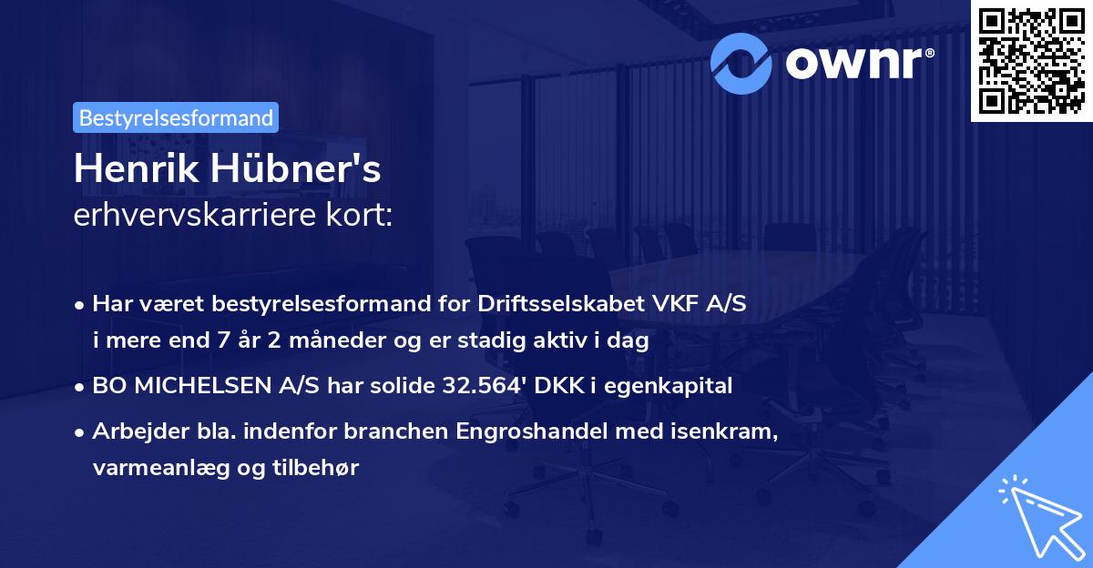 Henrik Hübner's erhvervskarriere kort