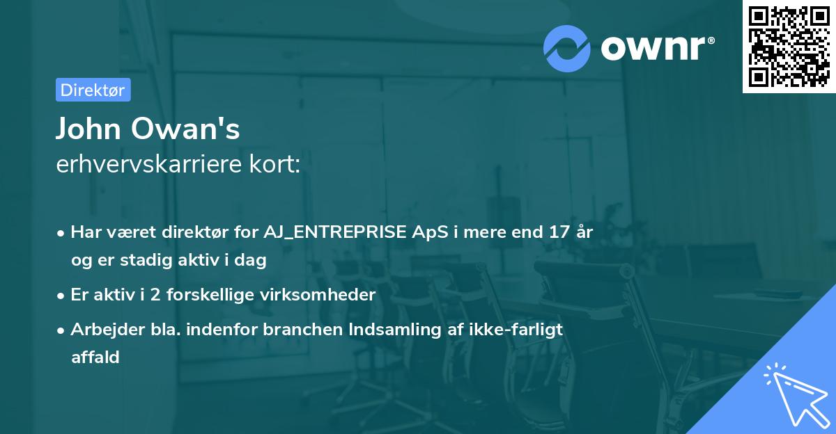 John Owan's erhvervskarriere kort