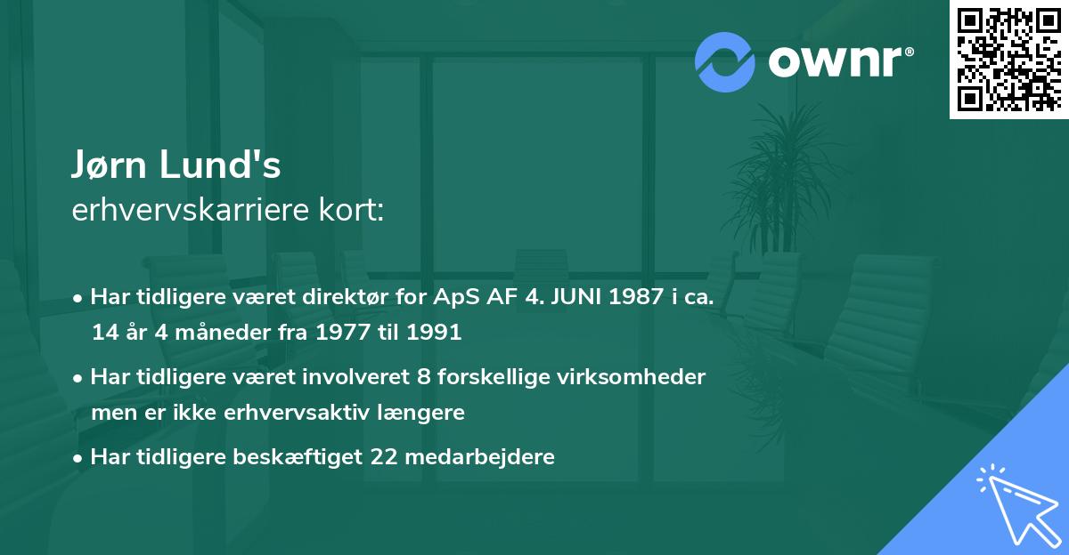 Jørn Lund's erhvervskarriere kort