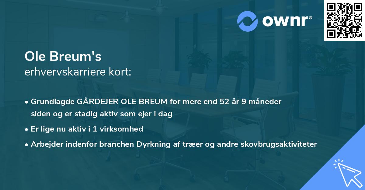 Ole Breum's erhvervskarriere kort