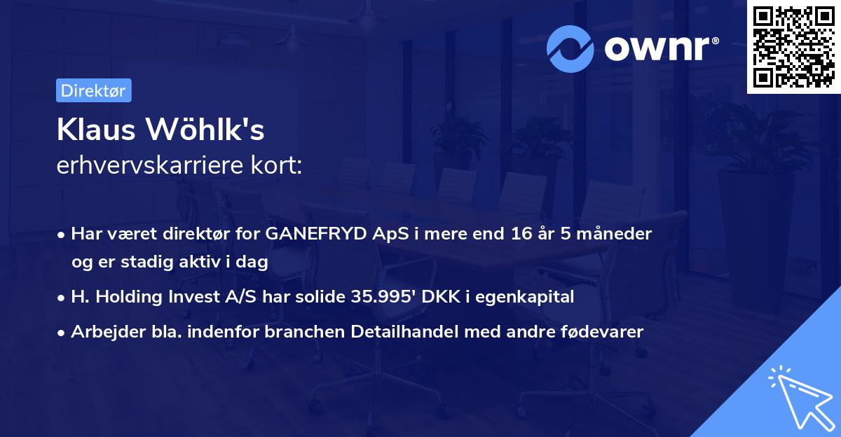 Klaus Wöhlk's erhvervskarriere kort