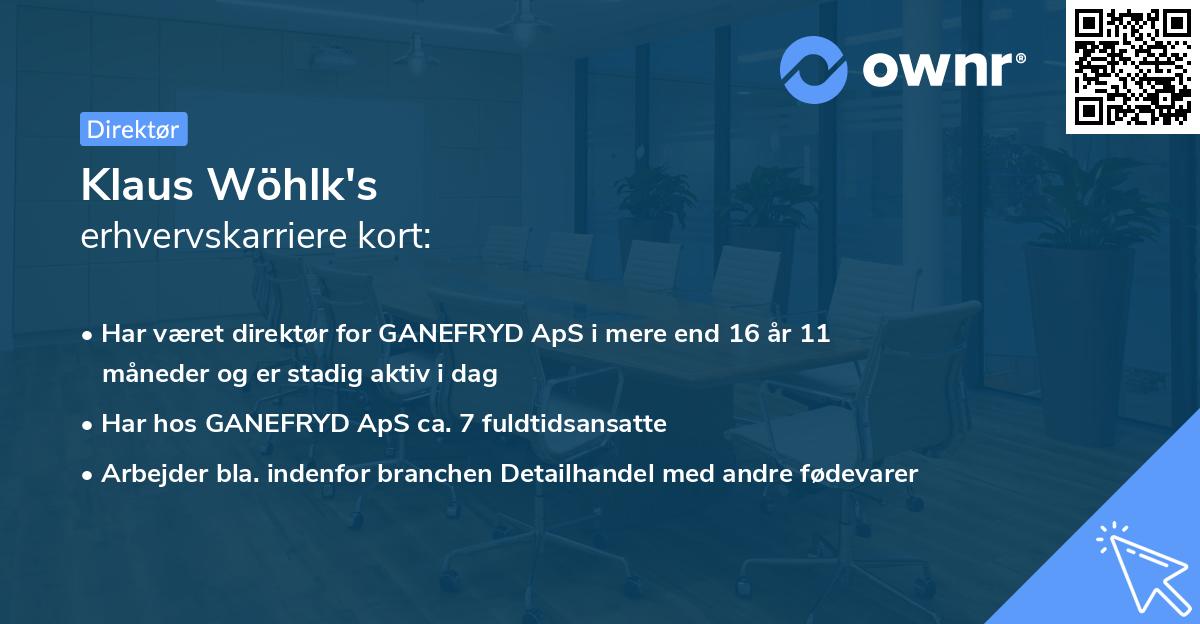 Klaus Wöhlk's erhvervskarriere kort