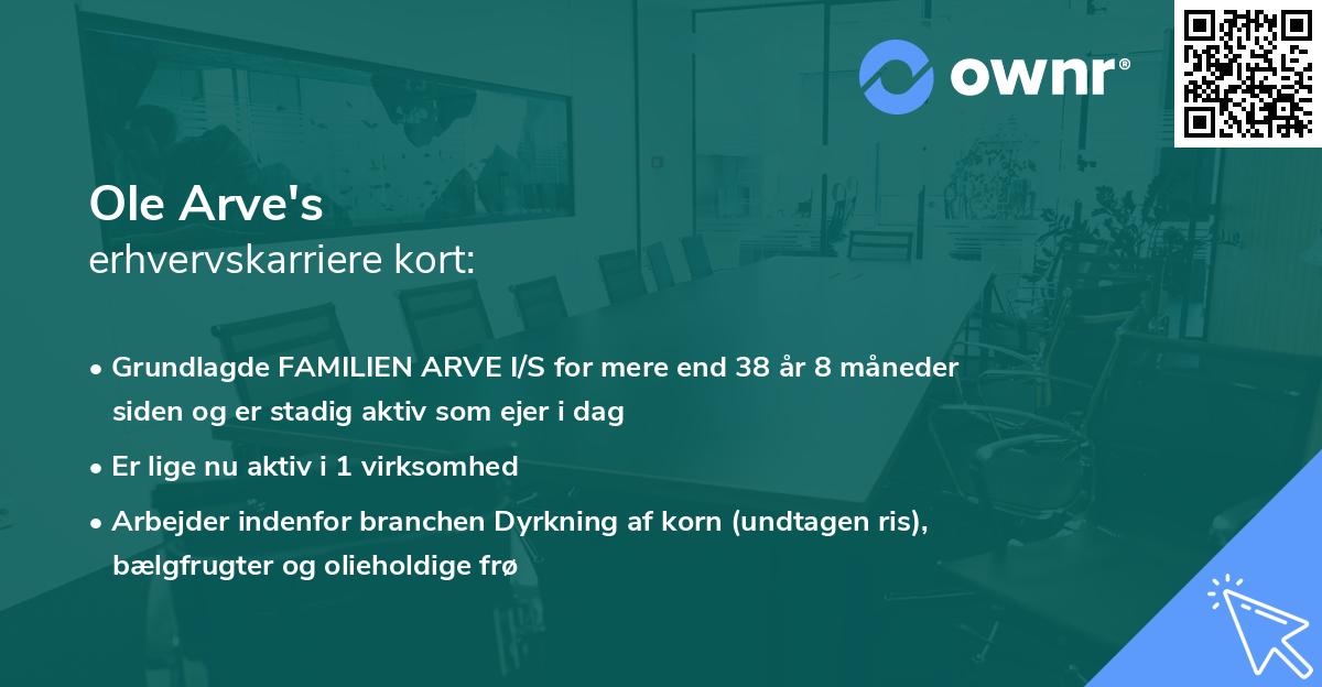 Ole Arve's erhvervskarriere kort