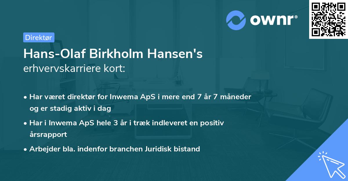 Hans-Olaf Birkholm Hansen's erhvervskarriere kort