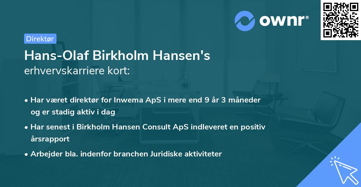 Hans-Olaf Birkholm Hansen's erhvervskarriere kort