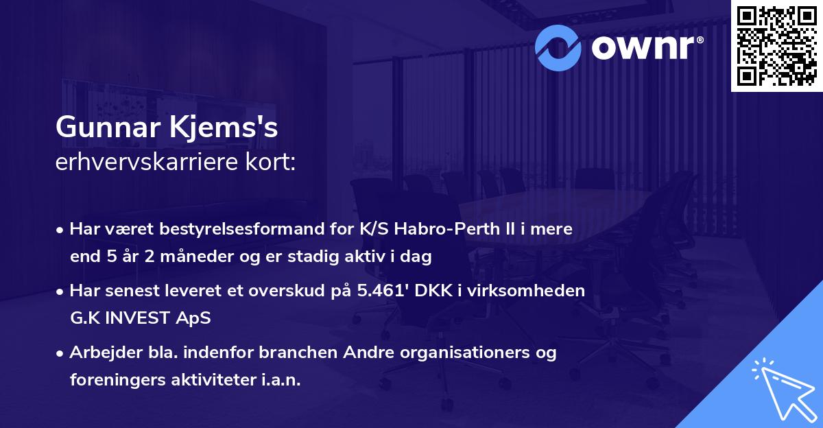 Gunnar Kjems's erhvervskarriere kort