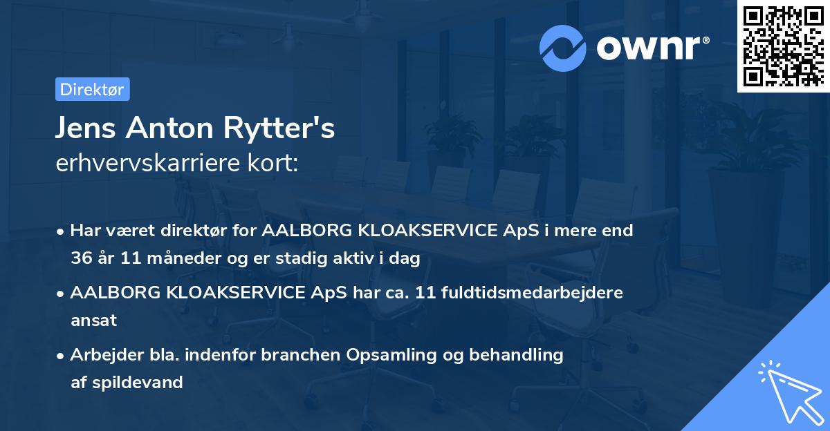 Jens Anton Rytter's erhvervskarriere kort