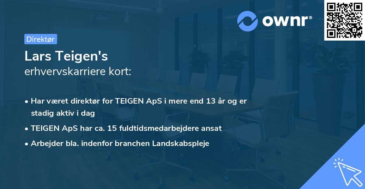 Lars Teigen's erhvervskarriere kort