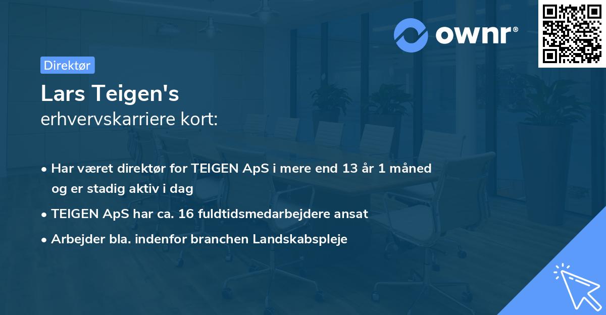 Lars Teigen's erhvervskarriere kort