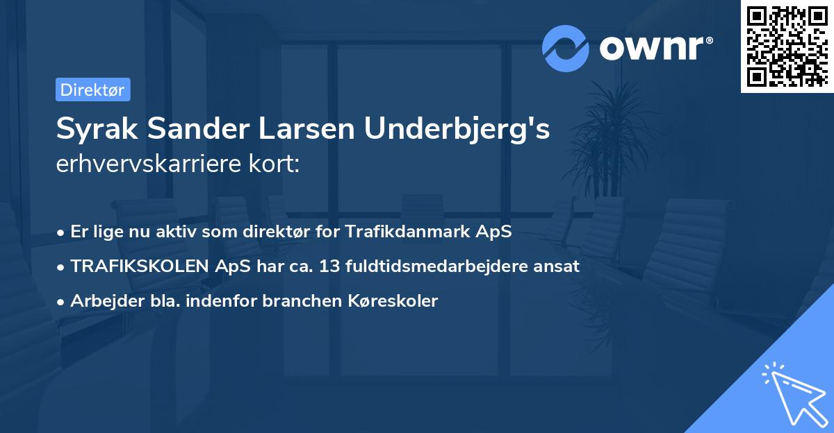 Syrak Sander Larsen Underbjerg's erhvervskarriere kort