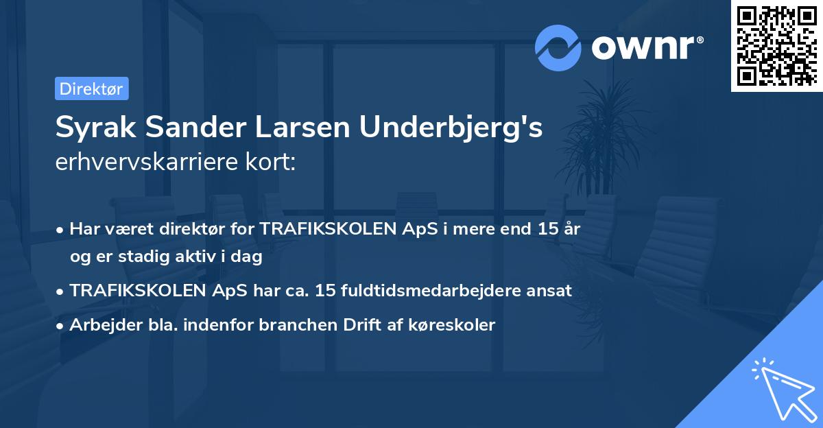 Syrak Sander Larsen Underbjerg's erhvervskarriere kort