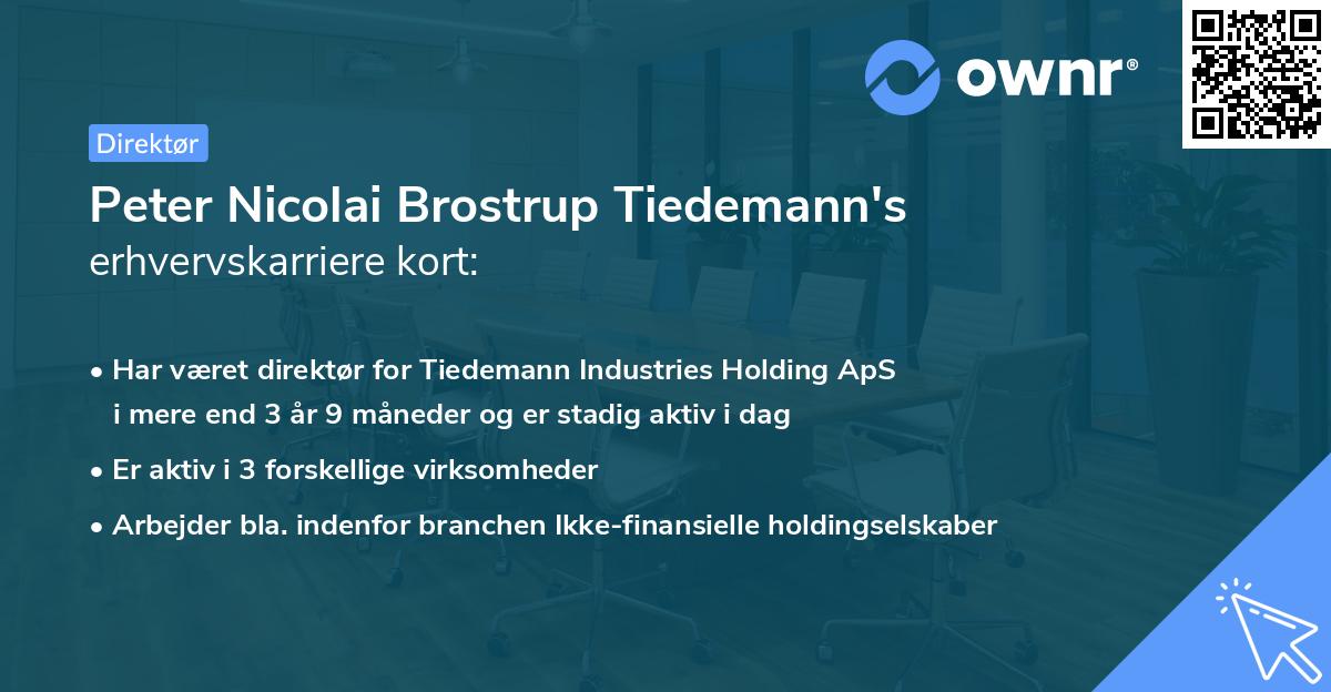 Peter Nicolai Brostrup Tiedemann's erhvervskarriere kort